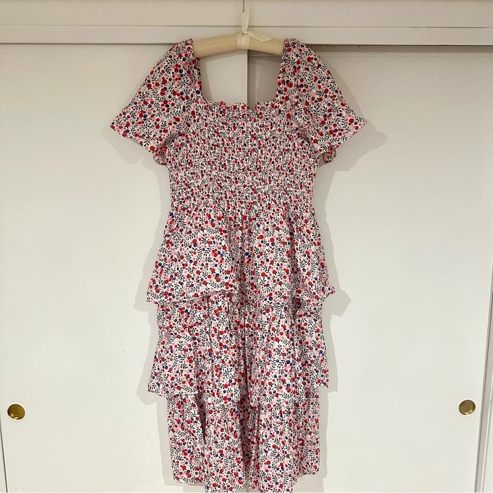 Draper James Women’s Deana Tiered Smocked Dress in Berry Print (Size XL) - Picture 4 of 4
